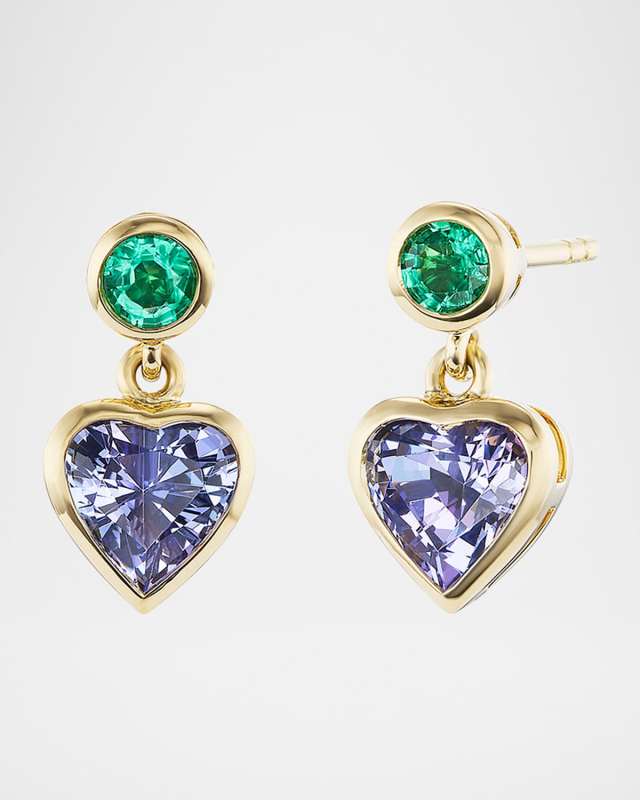 18K Blue Heart Earrings